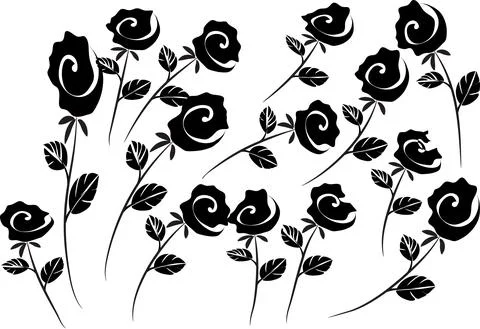 Vector drawing black rose background design Illustrazione stock