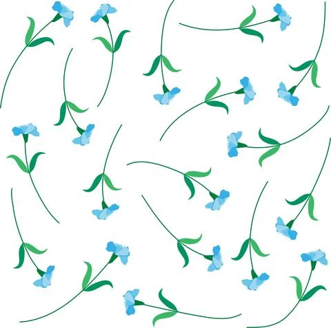 Vector drawing blue carnation flowers set Stock Illustration