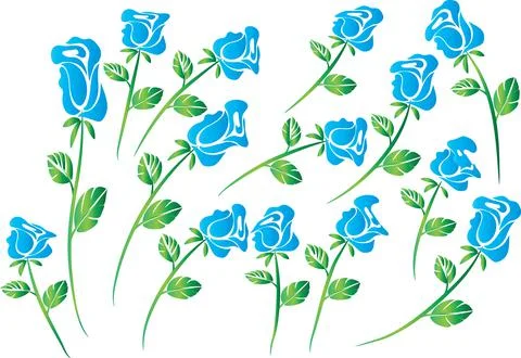 Vector drawing blue rose background design Stock Illustration