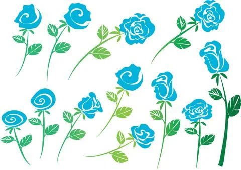 Vector drawing blue rose background design Stock Illustration