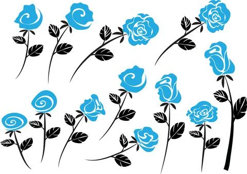 Vector drawing blue rose background design Stock Illustration