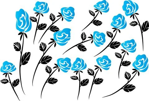Vector drawing blue rose background design Stock Illustration