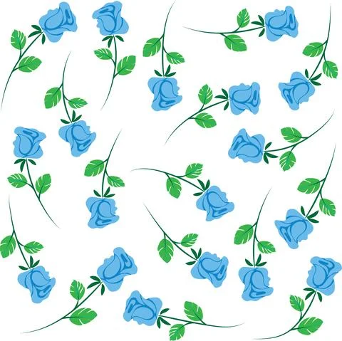 Vector drawing blue rose flowers set Stock Illustration