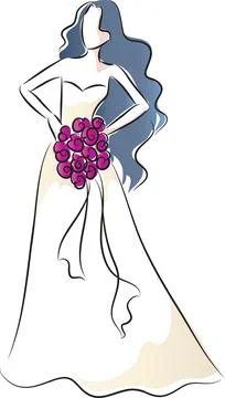 Vector drawing bride with flowers Stock Illustration