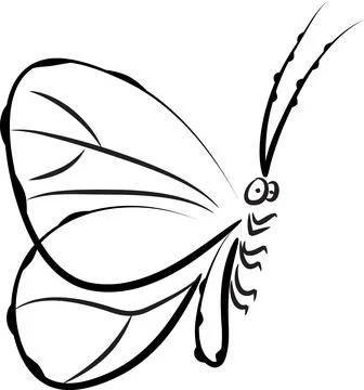 Vector drawing butterfly black and white design icon Illustrazione stock
