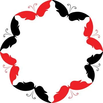 Vector drawing butterfly border frame background design Stock Illustration
