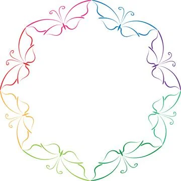 Vector drawing butterfly border frame background design Stock Illustration