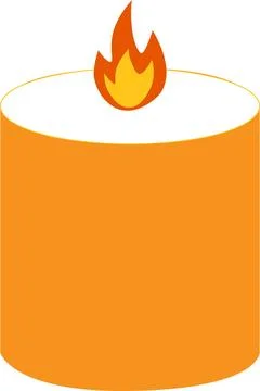 Vector drawing of candle holder with burning candle. Halloween elements in fl 스톡 일러스트