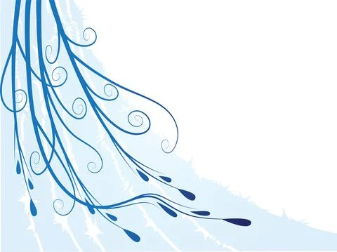 Vector drawing card border frame background with blue flowers Stock Illustration