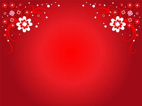 Vector drawing card border frame background with red flowers Stock Illustration