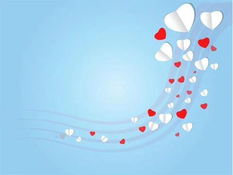 Vector drawing card border frame background with paper heart shapes Stock Illustration