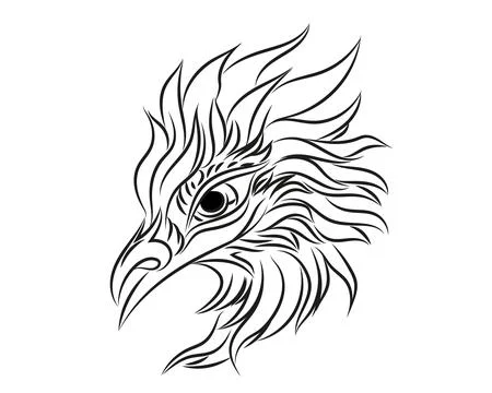 Vector drawing of a / Cartoon Bird Line Drawing, Easy to edit layers and gr.. Stock Illustration