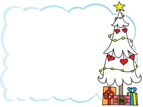 Vector drawing Christmas tree frame border background Stock Illustration