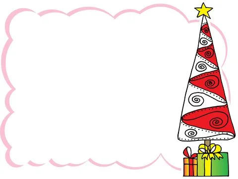 Vector drawing Christmas tree frame border background Stock Illustration
