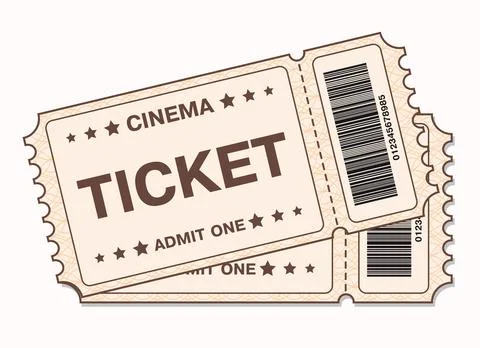 Vector drawing of a cinema ticket. Cinema ticket icon. Stock Illustration
