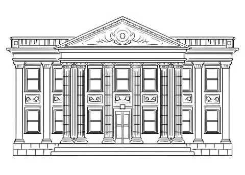 Vector Drawing of Classic Bank Building as Finance and Investment Symbol Ilustración de archivo