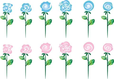 Vector drawing colour rose background design set Stock Illustration