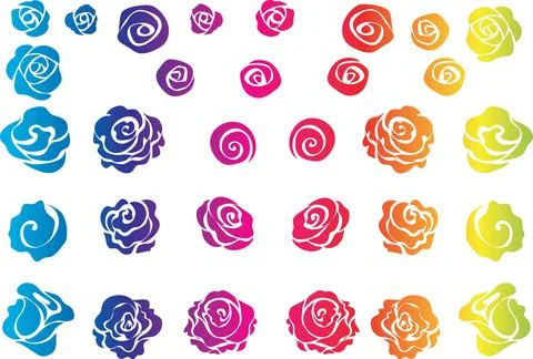 Vector drawing colour rose background design set Stock Illustration