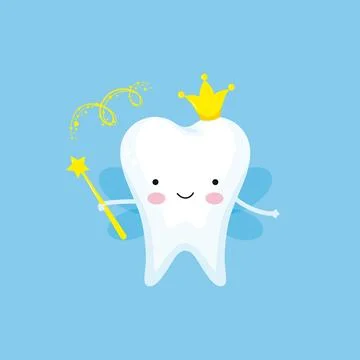 Vector drawing of a cute cartoon tooth Stock Illustration