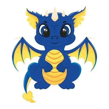 Vector drawing of a cute little dragon Stock Illustration