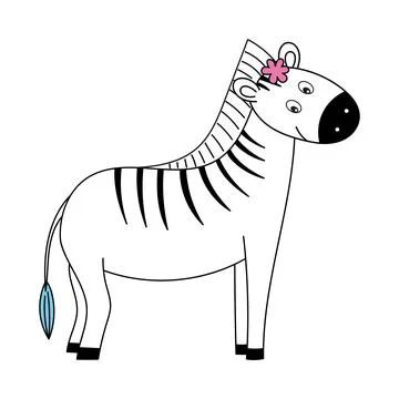 Vector drawing of a cute zebra for children, isolated Stock Illustration