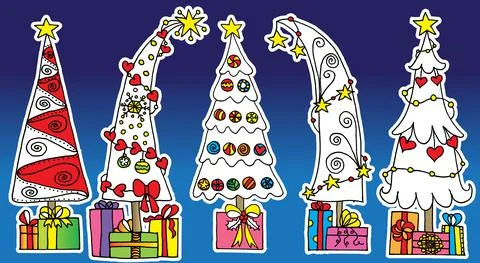 Vector drawing design Christmas tree series Stock Illustration