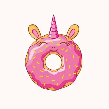Vector drawing donut unicorn. Stock Illustration