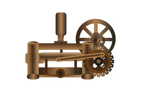 Vector Drawing of an early dewatering pump on a white background Stock Illustration