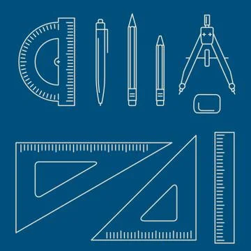 Vector drawing equipment. Stock Illustration
