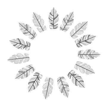 Vector drawing feathers in circle Stock Illustration