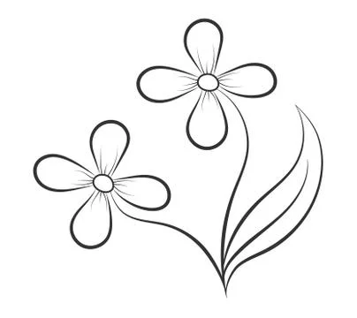 Vector drawing of a flower in the style of Doodle. Empty outline. Isolated on Stock Illustration
