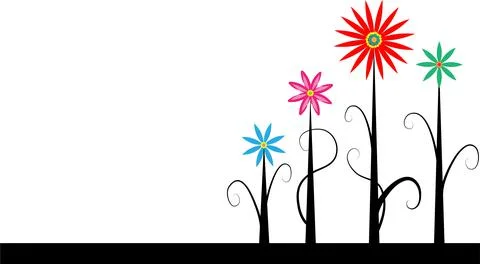 Vector drawing flowers background Stock Illustration