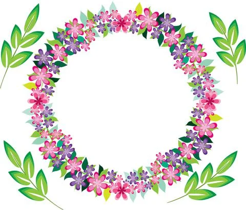 Vector drawing flowers circle border Stock Illustration