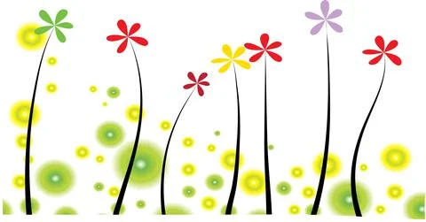 Vector drawing flowers garden background Stock Illustration