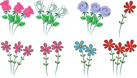 Vector drawing flowers set Stock-Illustration
