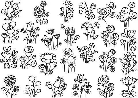 Vector drawing flowers set Stock Illustration
