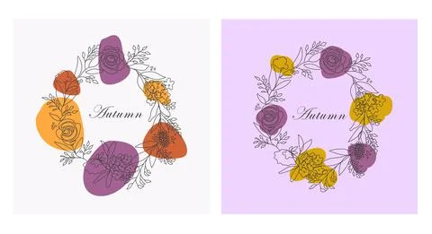 Vector drawing in the form of a wreath of flowers with text in the middle Illustrazione stock