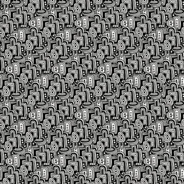 Vector drawing halftone seamless pattern. Illustrazione stock