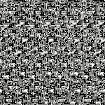 Vector drawing halftone seamless pattern. Stock Illustration