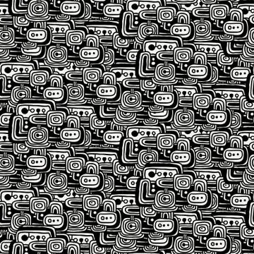 Vector drawing halftone seamless pattern. Stock Illustration