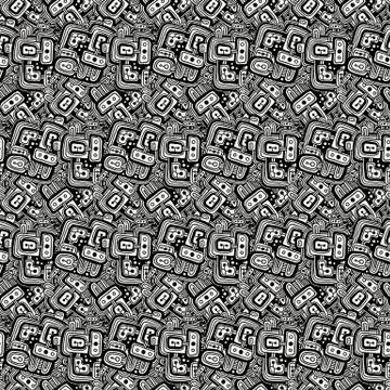 Vector drawing halftone seamless pattern. Stock Illustration