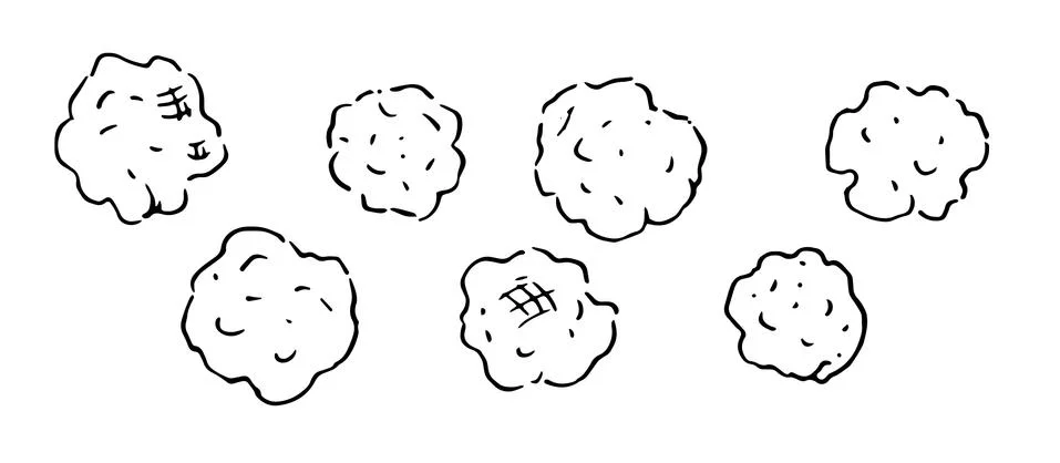 Vector drawing a hand-drawn set of popcorn in a simple Doodle style with a black Illustrazione stock