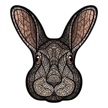 Vector drawing head of a rabbit, hare Stock Illustration