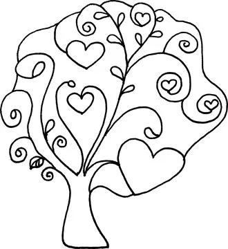 Vector drawing heart shape love design tree Stock Illustration