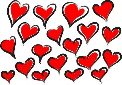 Vector drawing heart shape set Stock Illustration