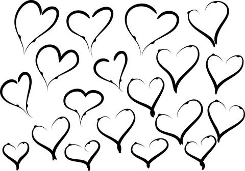 Vector drawing heart shape set Illustrazione stock
