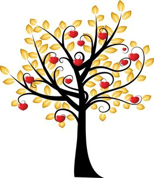 Vector drawing heart shape tree Stock Illustration