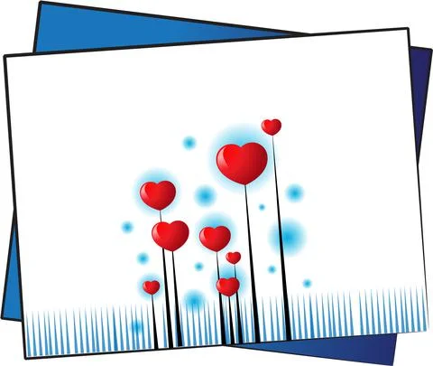 Vector drawing heart shape tree wall paper Illustrazione stock