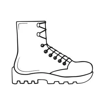 Vector drawing of a hiking boot, doodle isolated Illustrazione stock