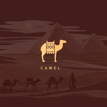 Vector drawing icon of an Egyptian camel. Stock Illustration
